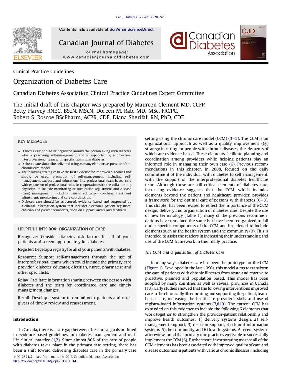 Organization of Diabetes Care