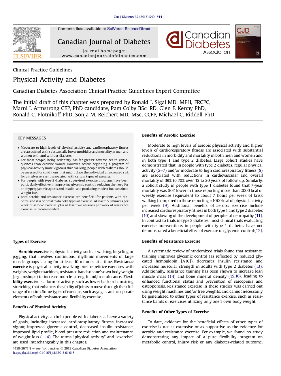 Physical Activity and Diabetes