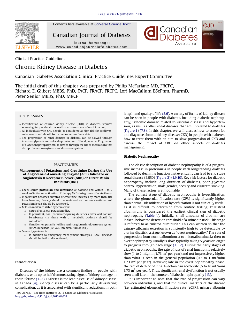 Chronic Kidney Disease in Diabetes