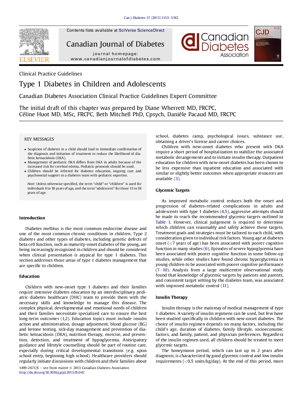 Type 1 Diabetes in Children and Adolescents