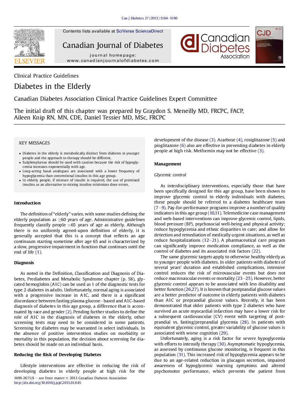Diabetes in the Elderly