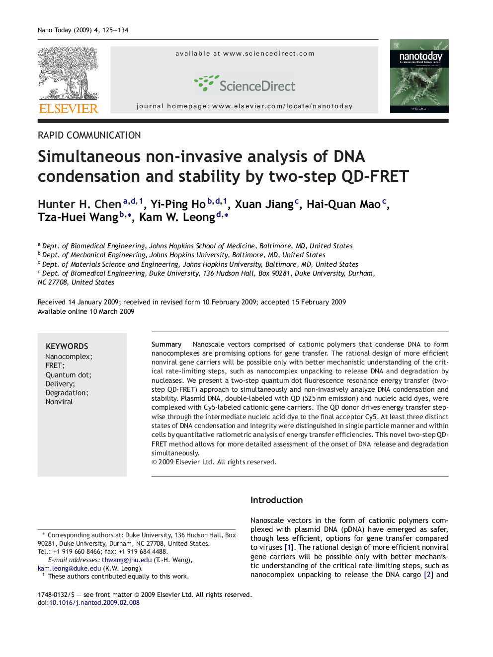 Simultaneous non-invasive analysis of DNA condensation and stability by two-step QD-FRET