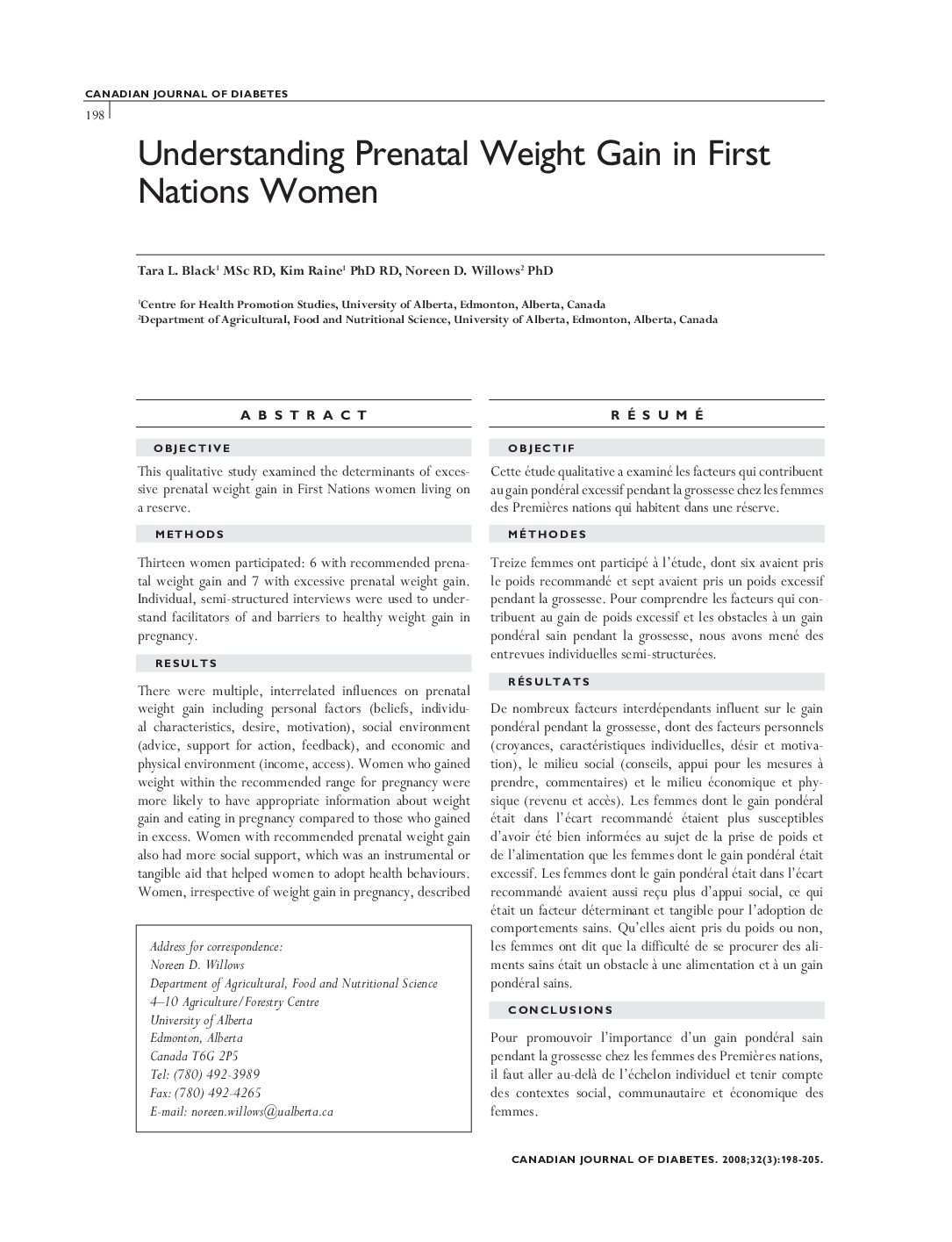 Understanding Prenatal Weight Gain in First Nations Women