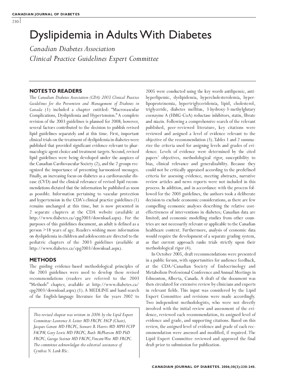 Dyslipidemia in Adults With Diabetes*