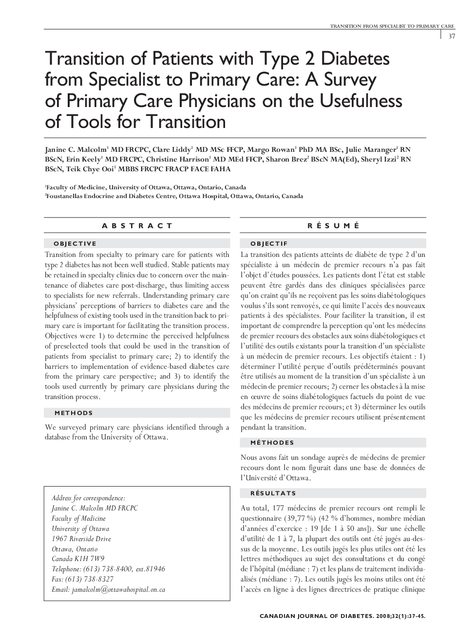 Transition of Patients with Type 2 Diabetes from Specialist to Primary Care: A Survey of Primary Care Physicians on the Usefulness of Tools for Transition