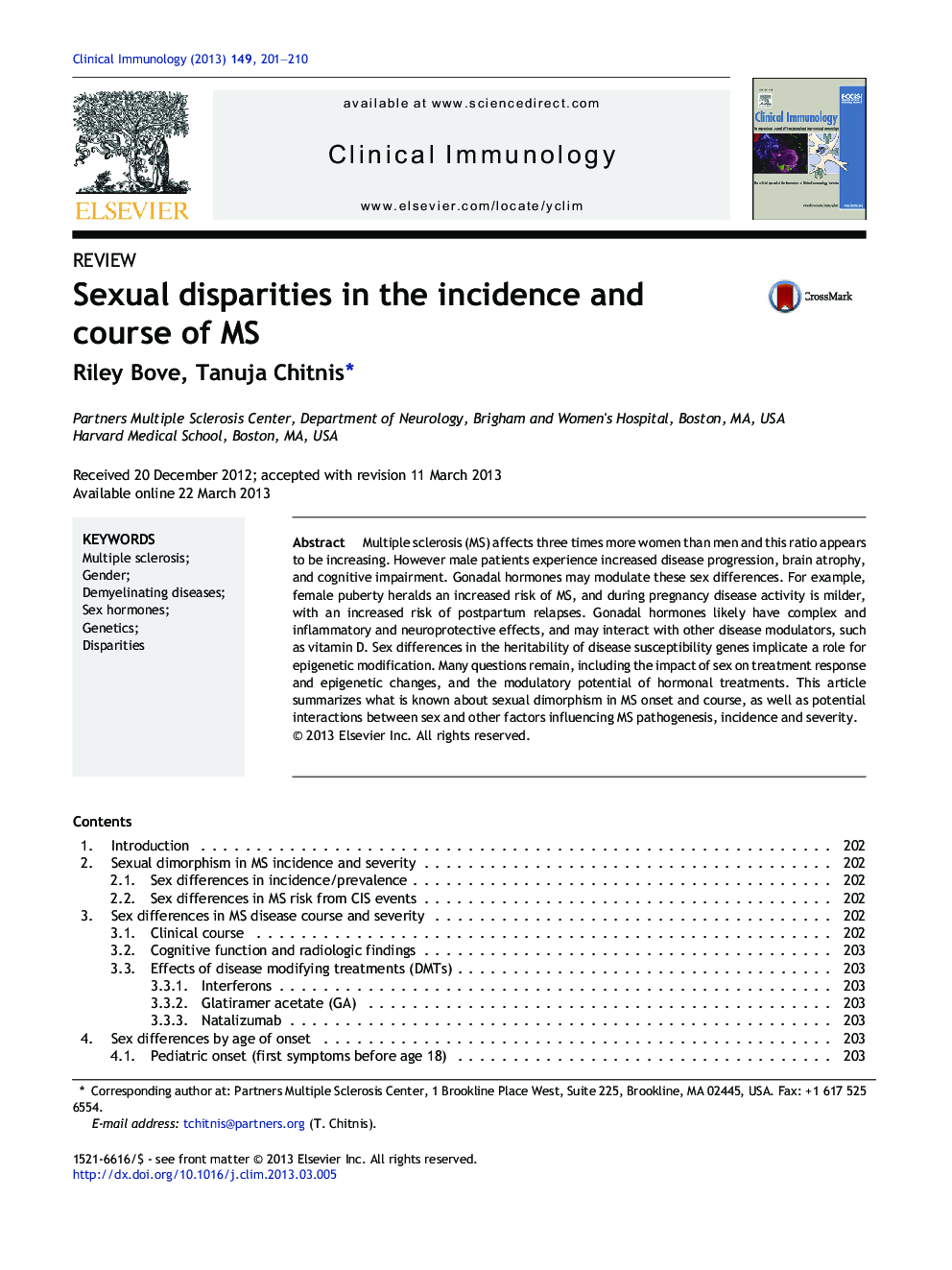 Sexual disparities in the incidence and course of MS