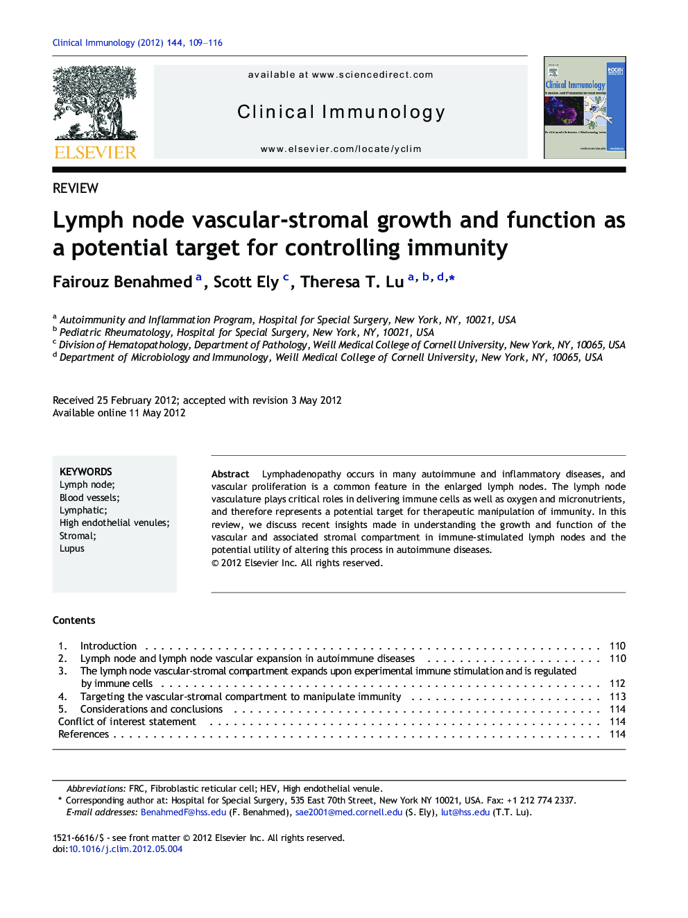 Lymph node vascular-stromal growth and function as a potential target for controlling immunity