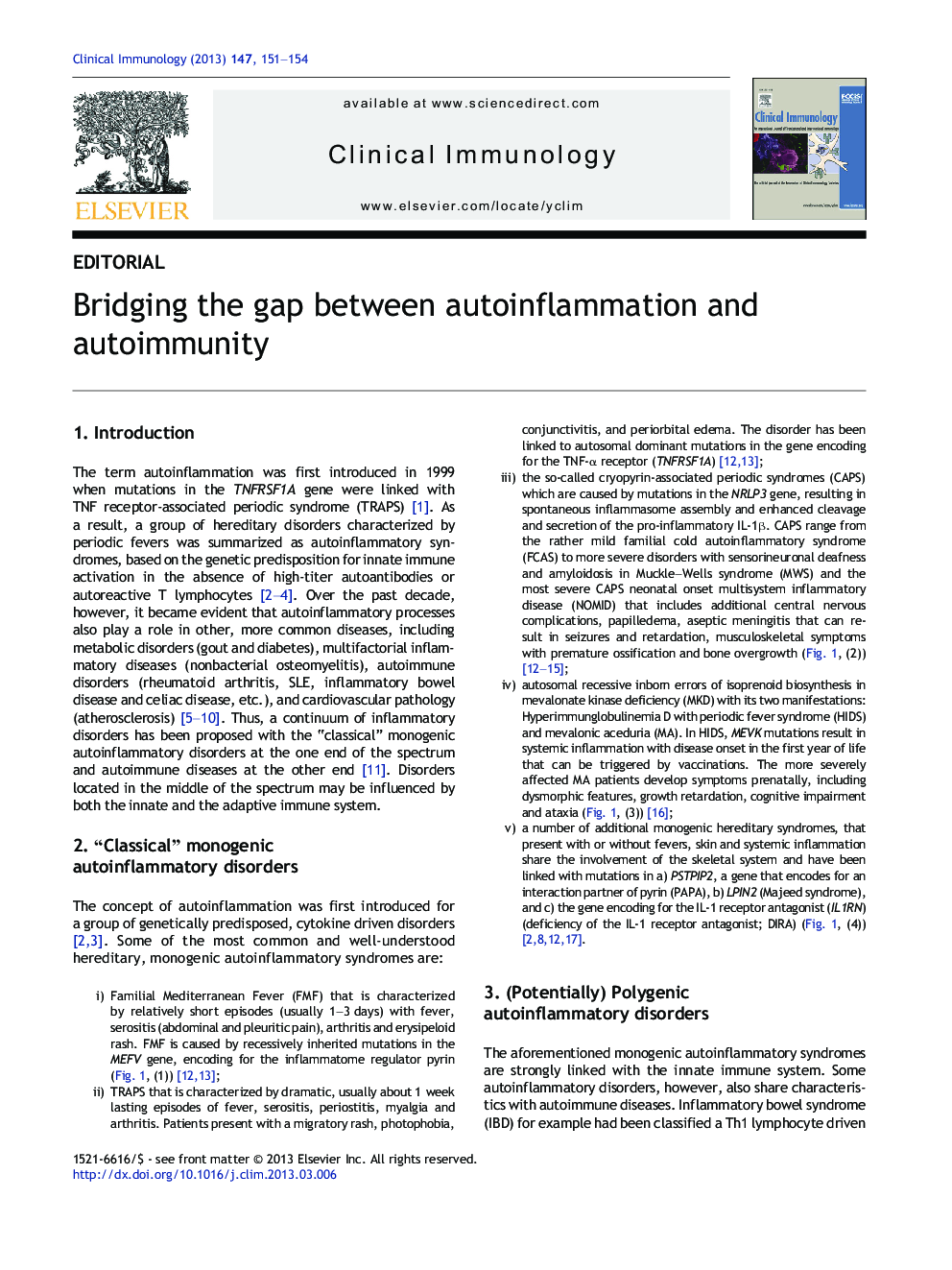 عکس صفحه اول مقاله: Bridging the gap between autoinflammation and autoimmunity Bridging the gap between autoinflammation and autoimmunity