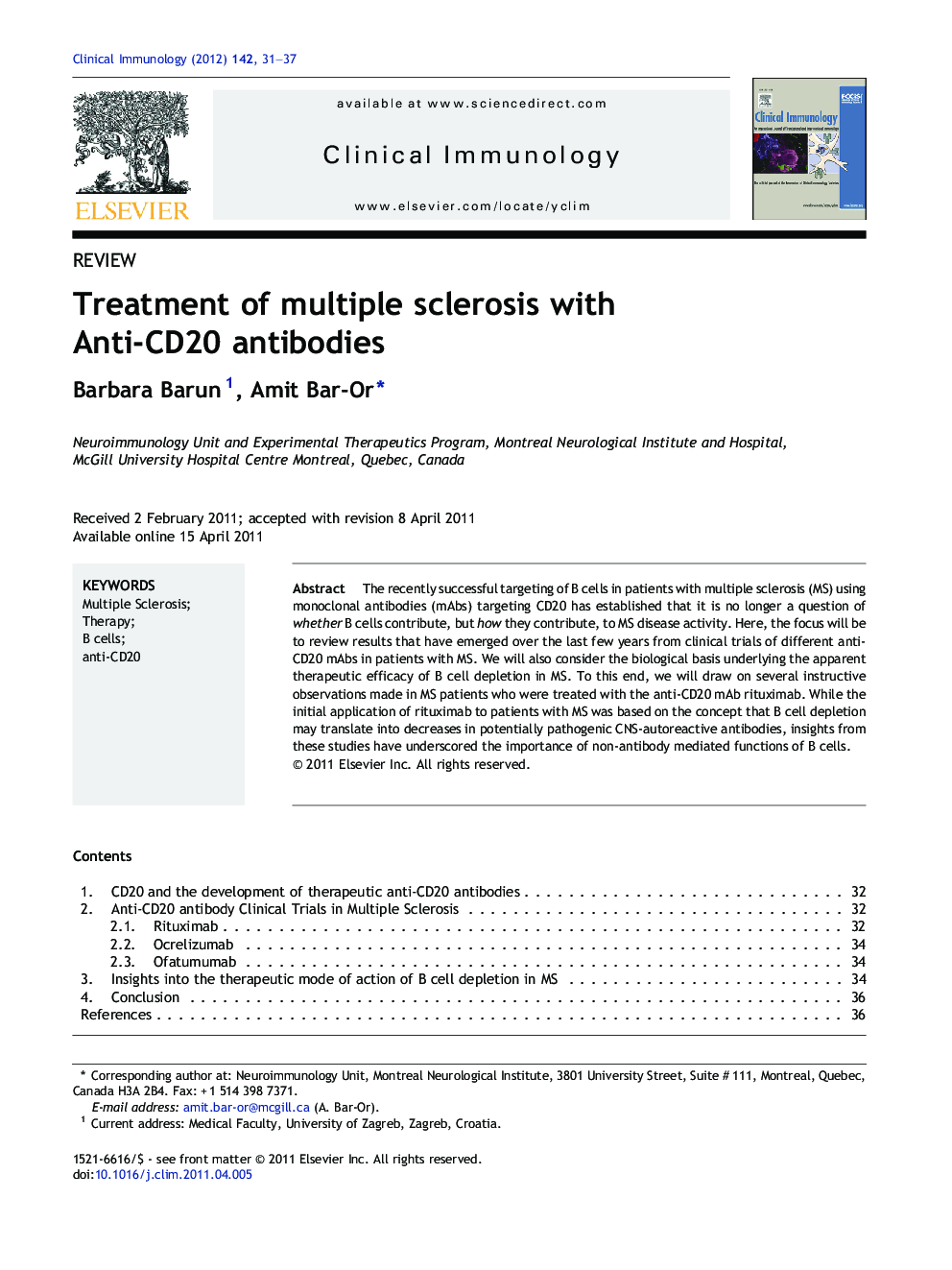 Treatment of multiple sclerosis with Anti-CD20 antibodies