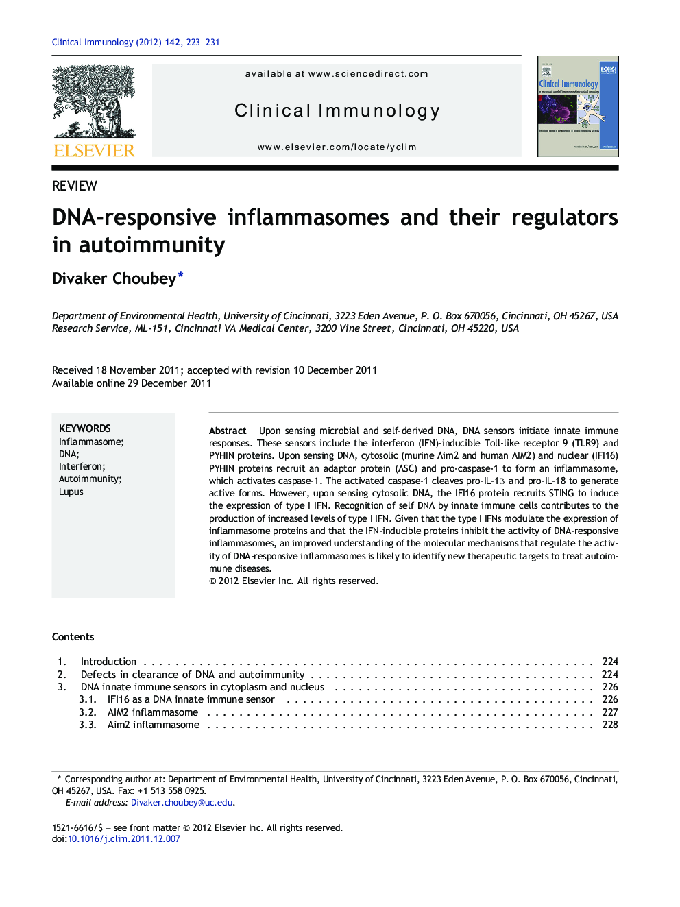 DNA-responsive inflammasomes and their regulators in autoimmunity