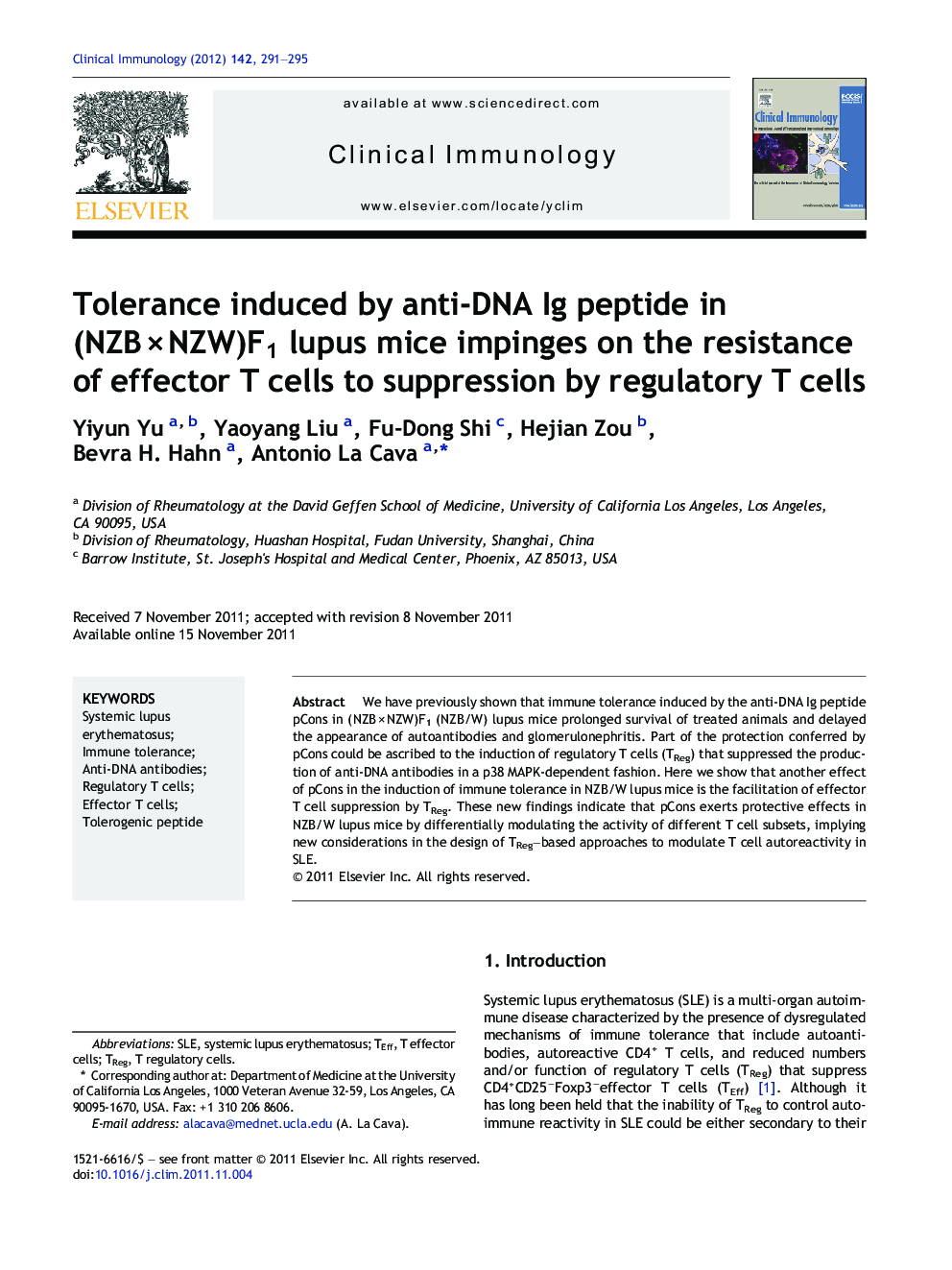 Tolerance induced by anti-DNA Ig peptide in (NZB × NZW)F1 lupus mice impinges on the resistance of effector T cells to suppression by regulatory T cells