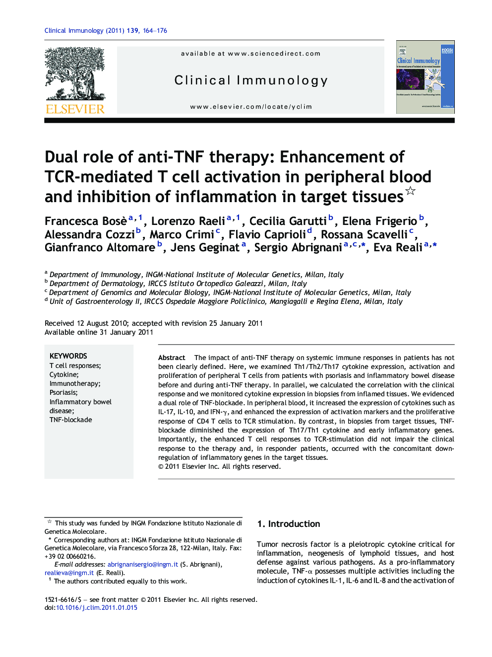 Dual role of anti-TNF therapy: Enhancement of TCR-mediated T cell activation in peripheral blood and inhibition of inflammation in target tissues 