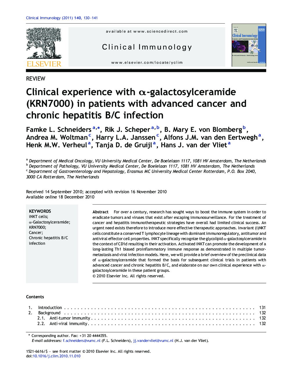 Clinical experience with α-galactosylceramide (KRN7000) in patients with advanced cancer and chronic hepatitis B/C infection