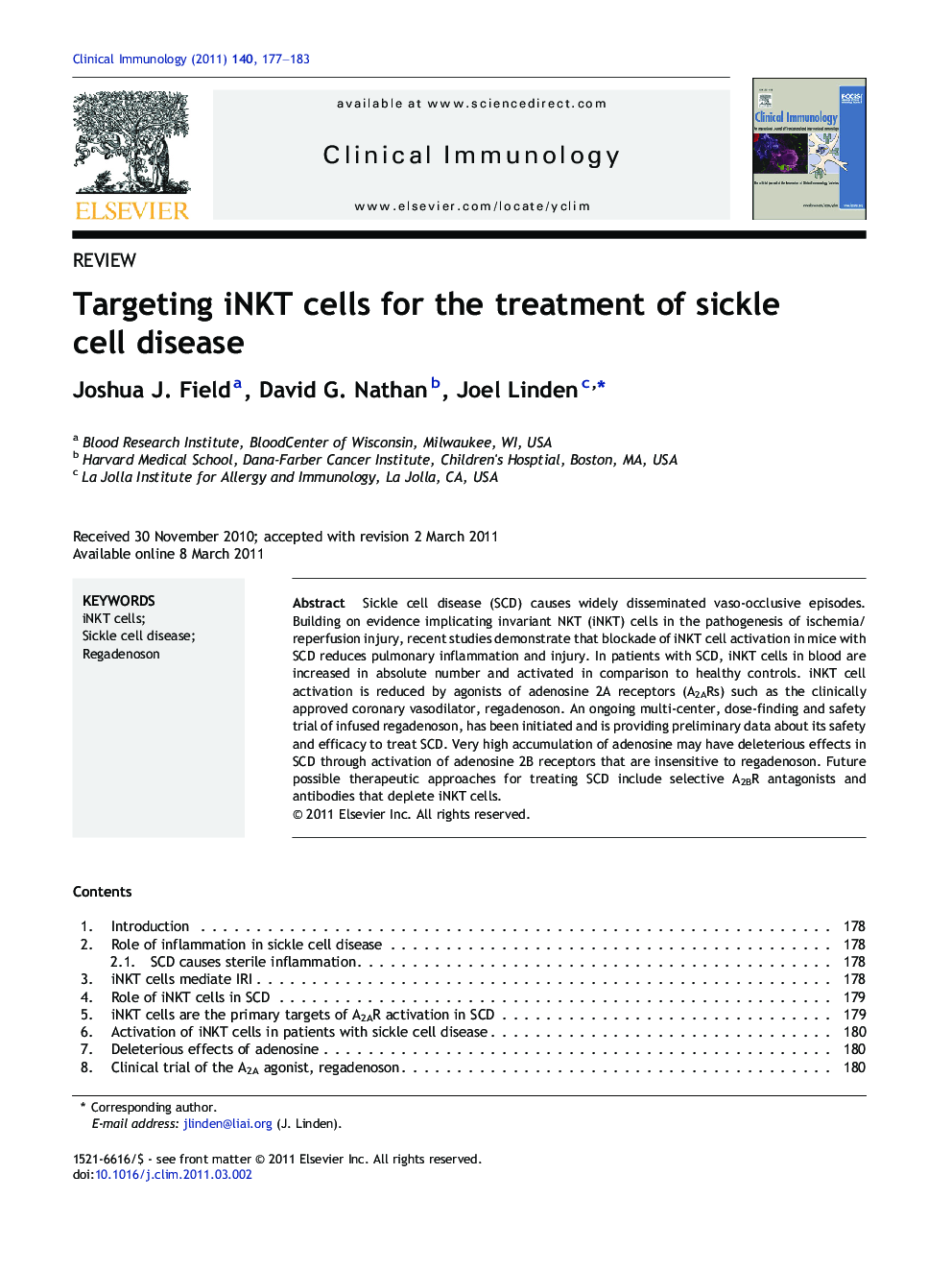 Targeting iNKT cells for the treatment of sickle cell disease