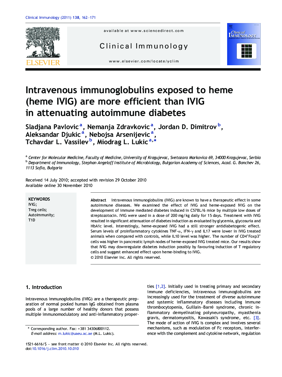 Intravenous immunoglobulins exposed to heme (heme IVIG) are more efficient than IVIG in attenuating autoimmune diabetes