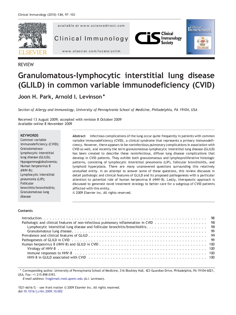 Granulomatous-lymphocytic interstitial lung disease (GLILD) in common variable immunodeficiency (CVID)