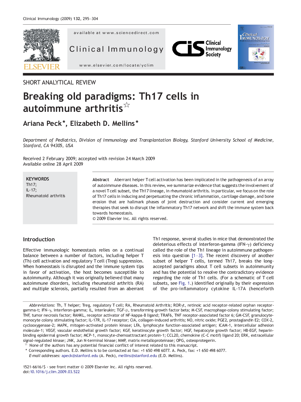 Breaking old paradigms: Th17 cells in autoimmune arthritis 