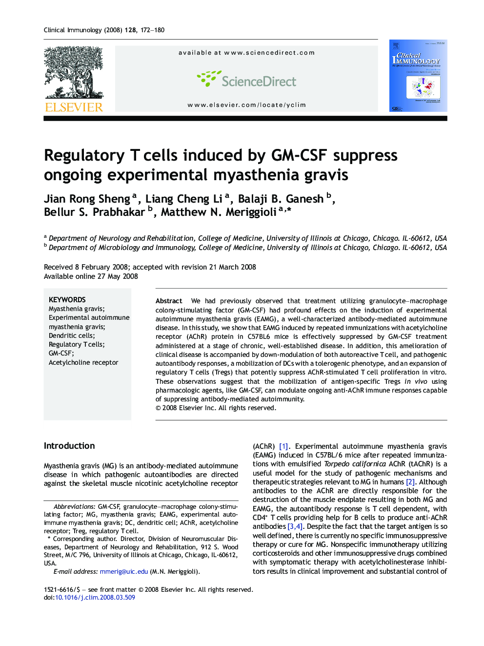 Regulatory T cells induced by GM-CSF suppress ongoing experimental myasthenia gravis
