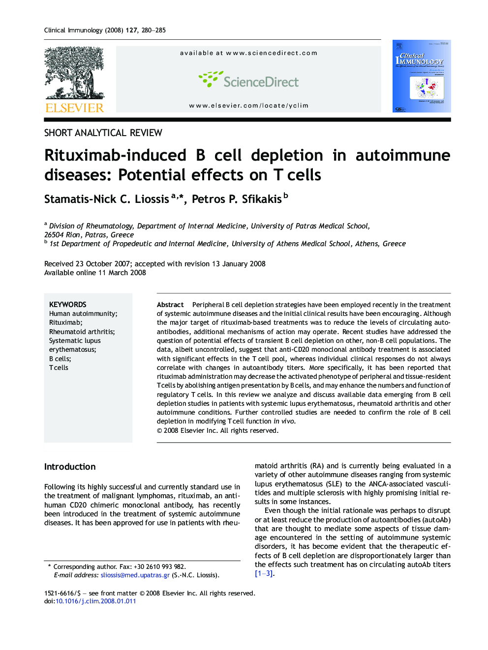 Rituximab-induced B cell depletion in autoimmune diseases: Potential effects on T cells