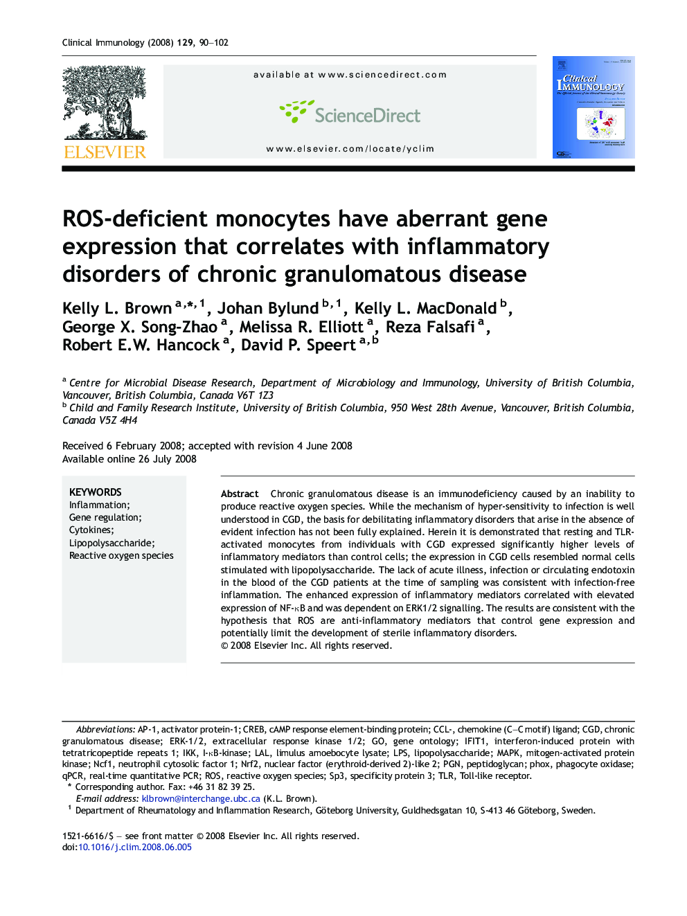 ROS-deficient monocytes have aberrant gene expression that correlates with inflammatory disorders of chronic granulomatous disease