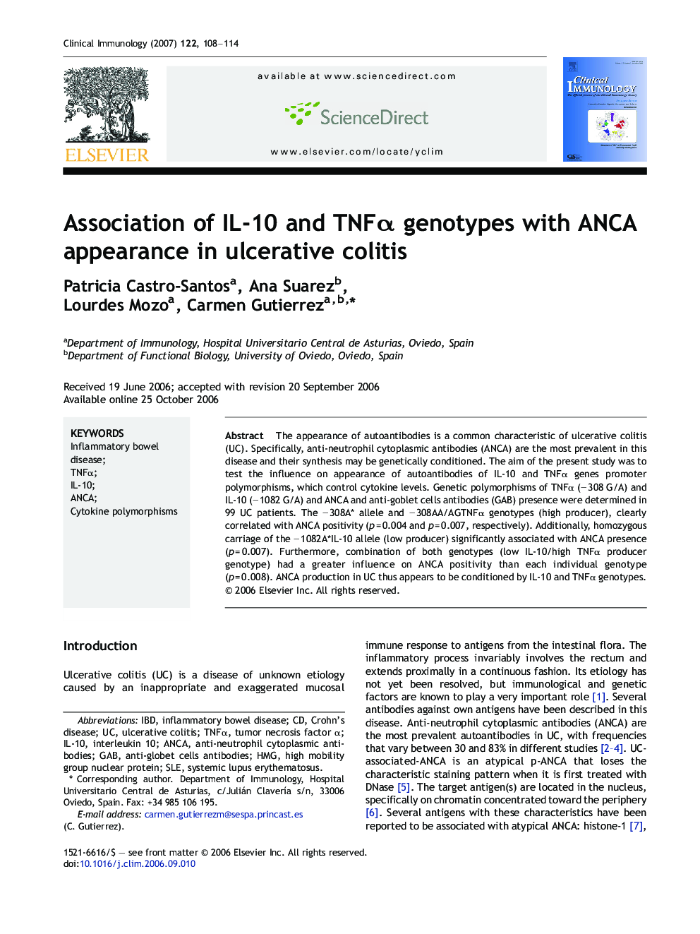 Association of IL-10 and TNFα genotypes with ANCA appearance in ulcerative colitis