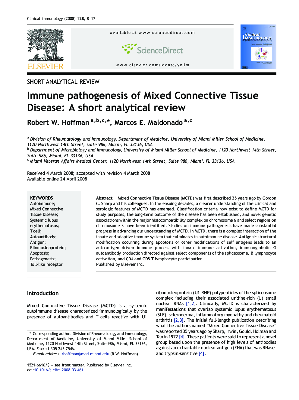 Immune pathogenesis of Mixed Connective Tissue Disease: A short analytical review