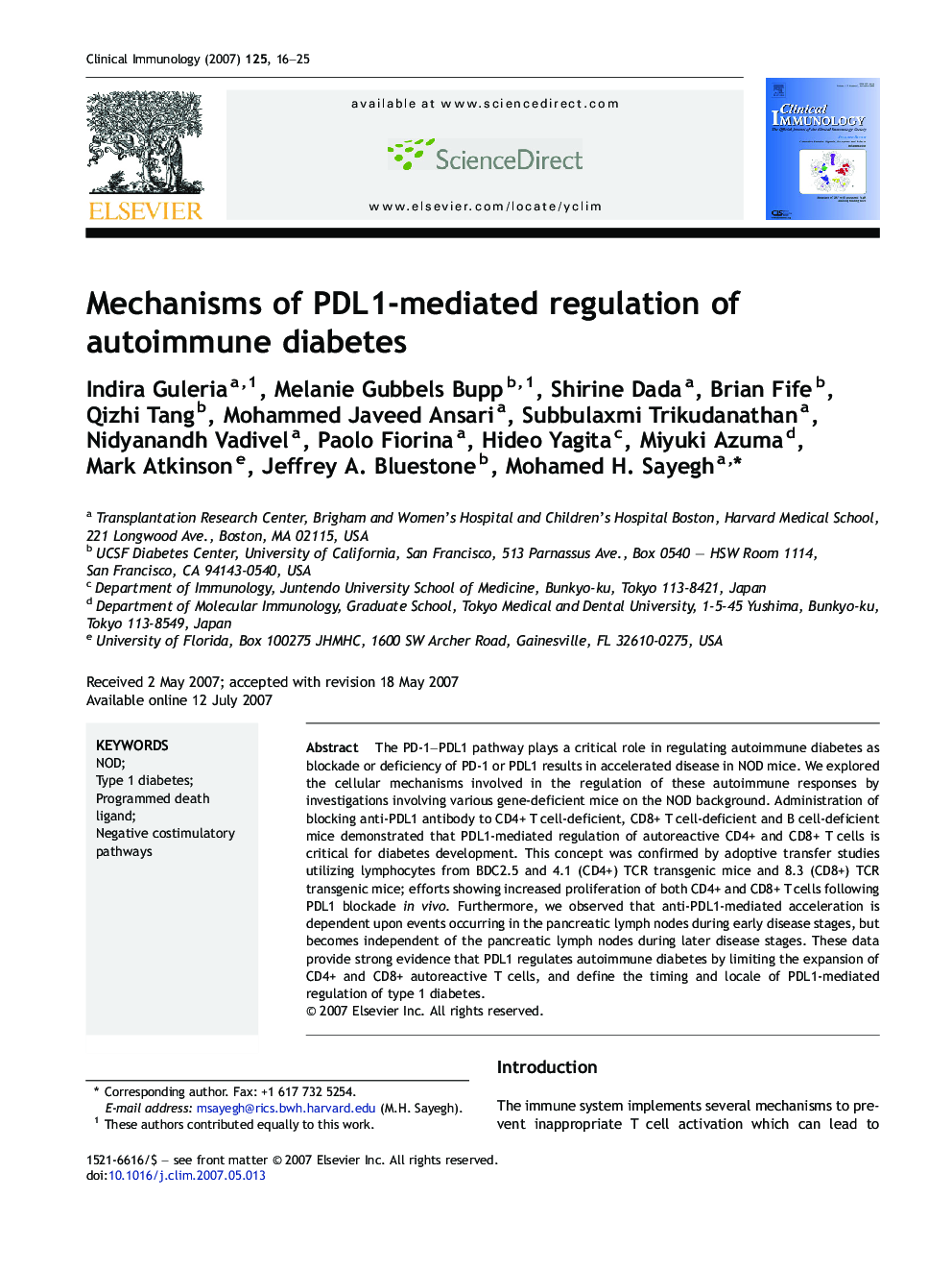 Mechanisms of PDL1-mediated regulation of autoimmune diabetes