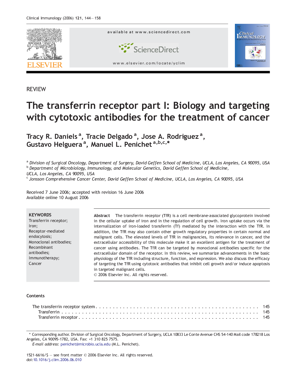 The transferrin receptor part I: Biology and targeting with cytotoxic antibodies for the treatment of cancer
