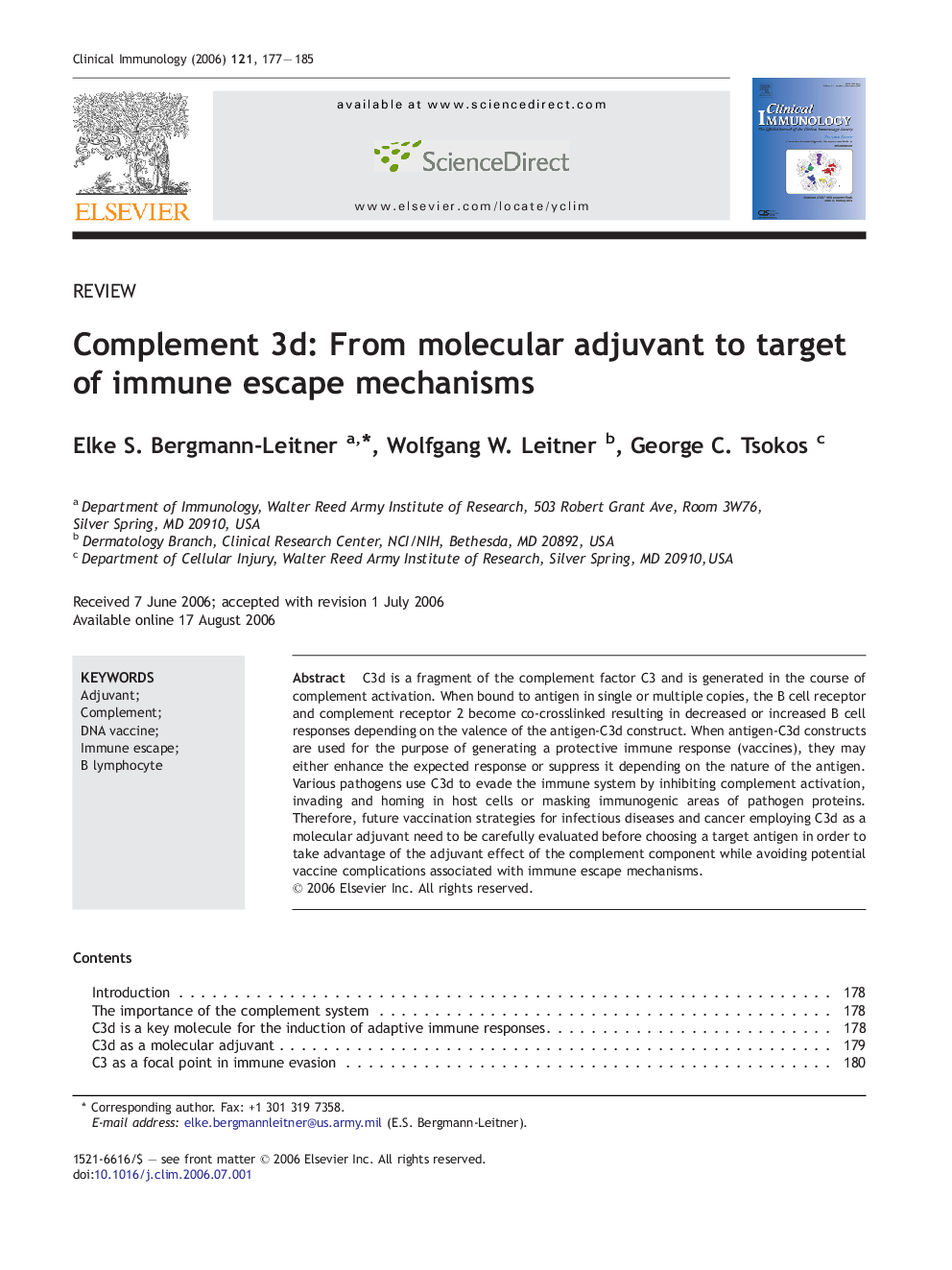 Complement 3d: From molecular adjuvant to target of immune escape mechanisms