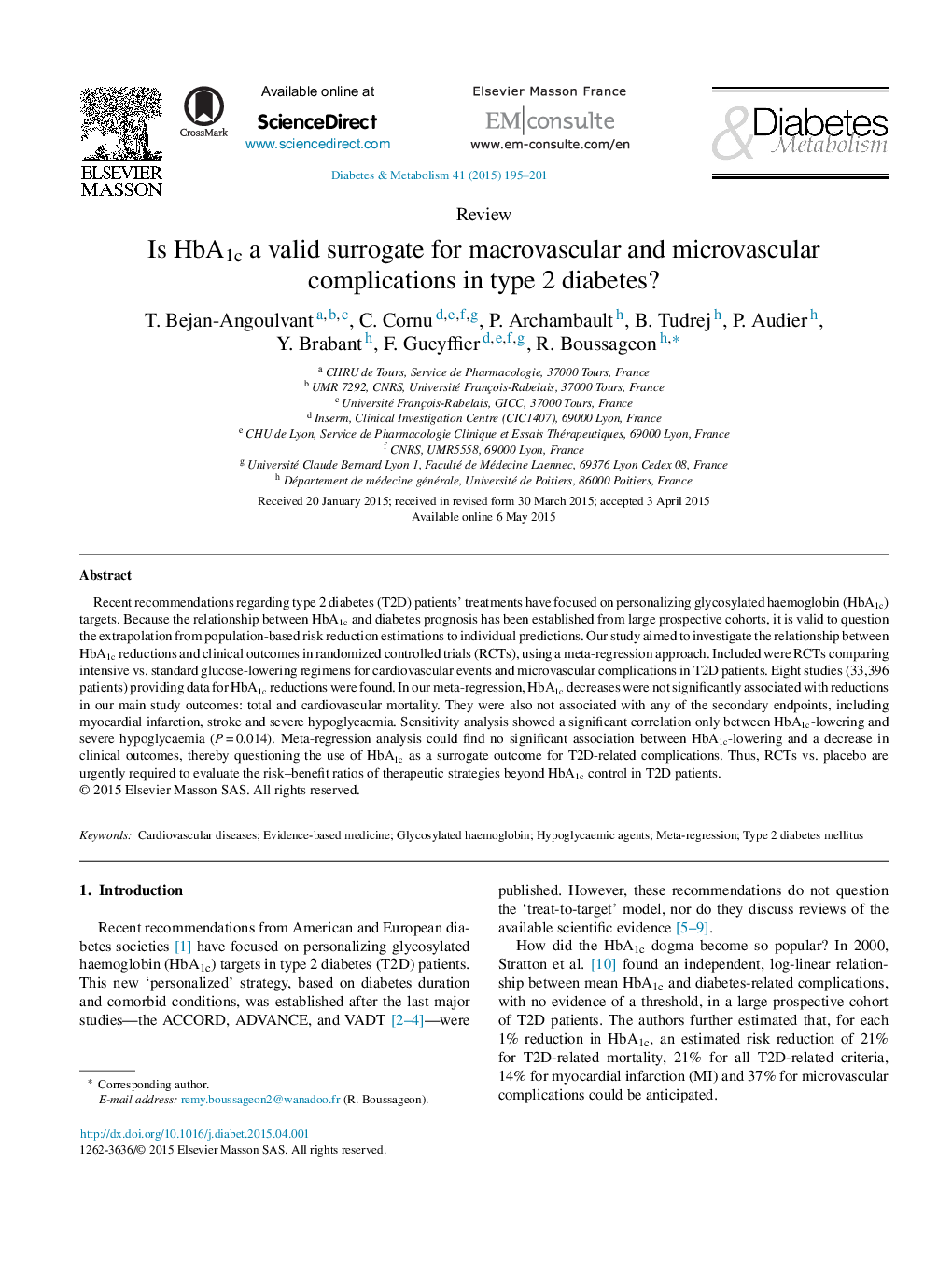 Is HbA1c a valid surrogate for macrovascular and microvascular complications in type 2 diabetes?