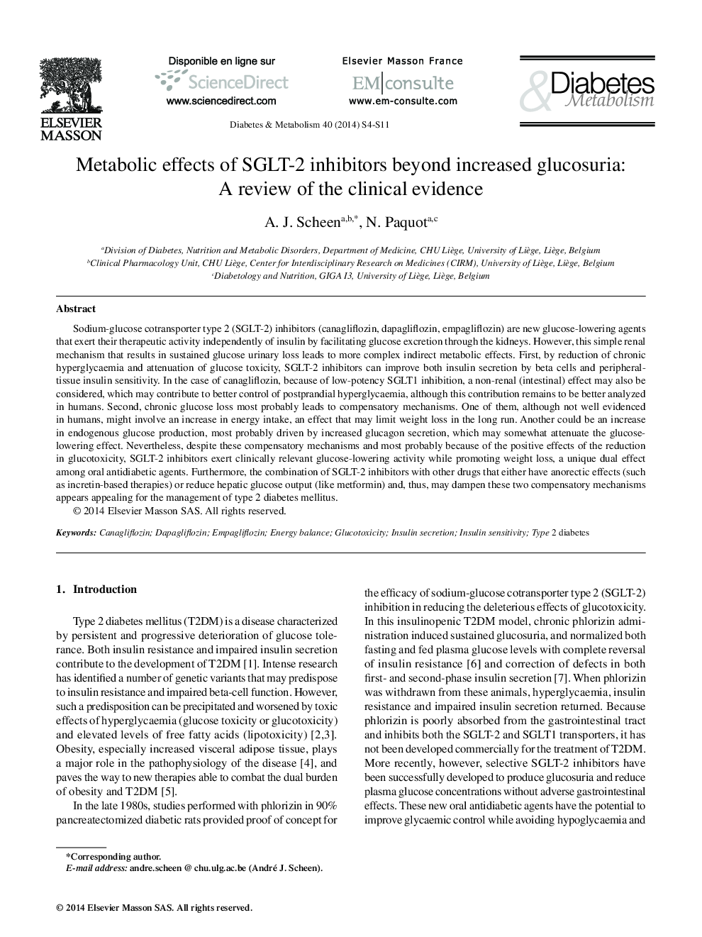Metabolic effects of SGLT-2 inhibitors beyond increased glucosuria: A review of the clinical evidence