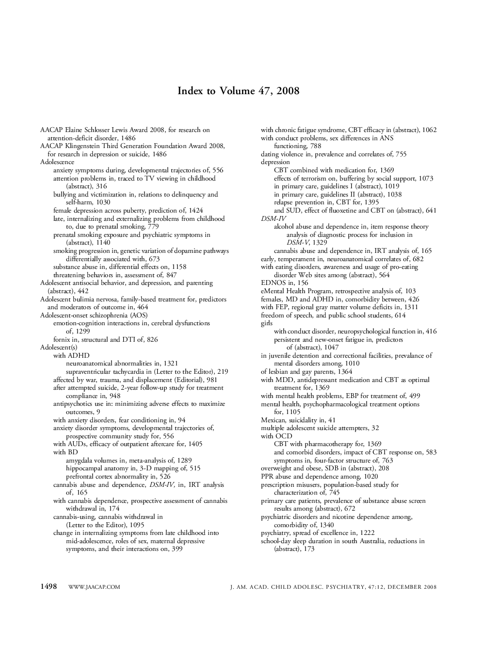 Index to Volume 47, 2008