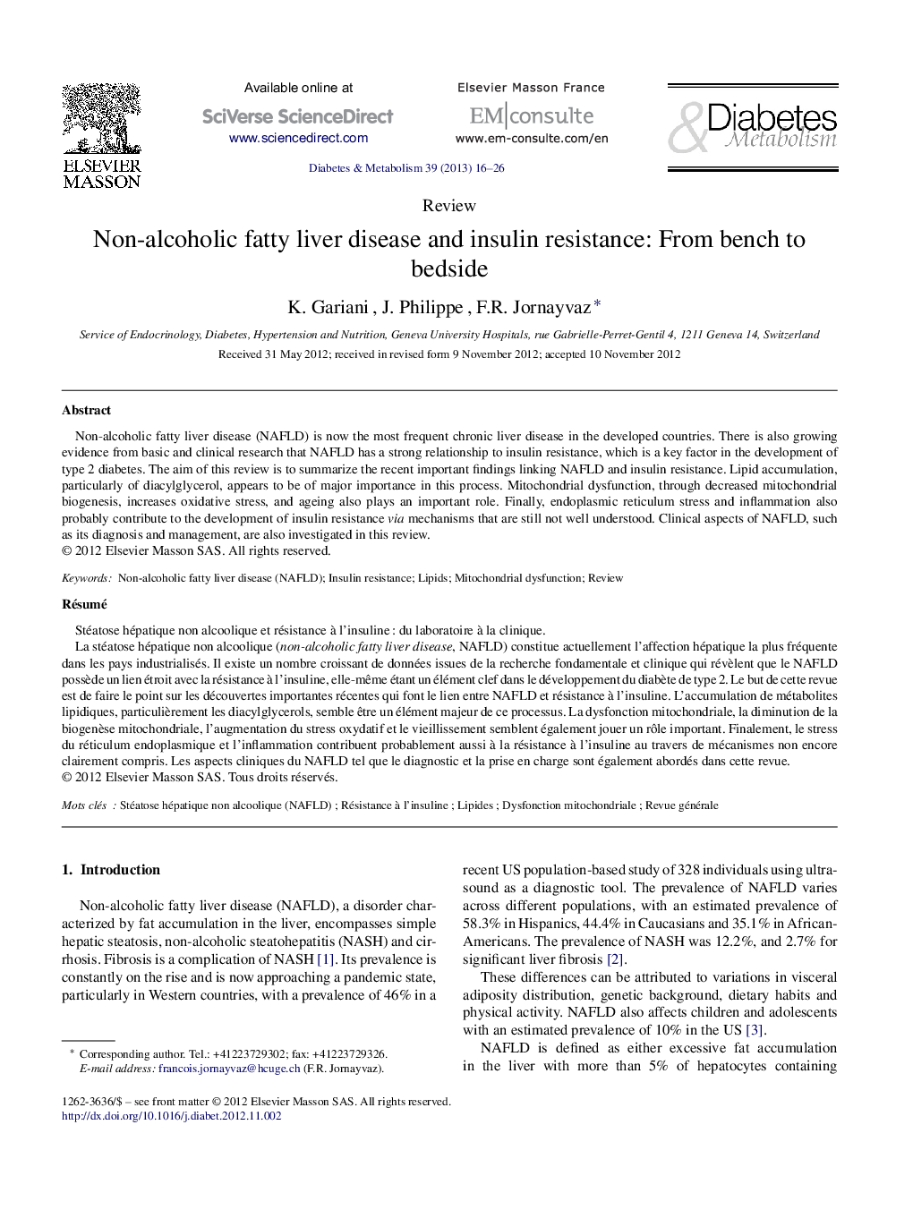 Non-alcoholic fatty liver disease and insulin resistance: From bench to bedside