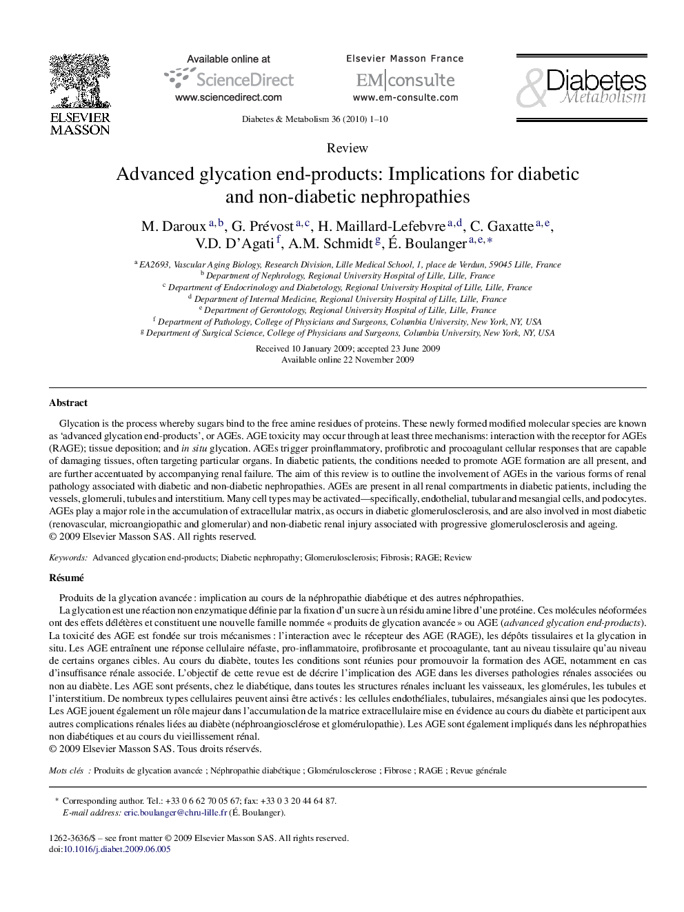 Advanced glycation end-products: Implications for diabetic and non-diabetic nephropathies