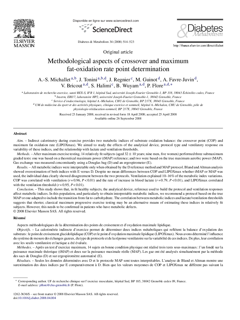 Methodological aspects of crossover and maximum fat-oxidation rate point determination