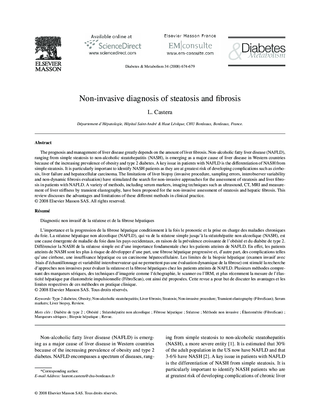 Non-invasive diagnosis of steatosis and fibrosis