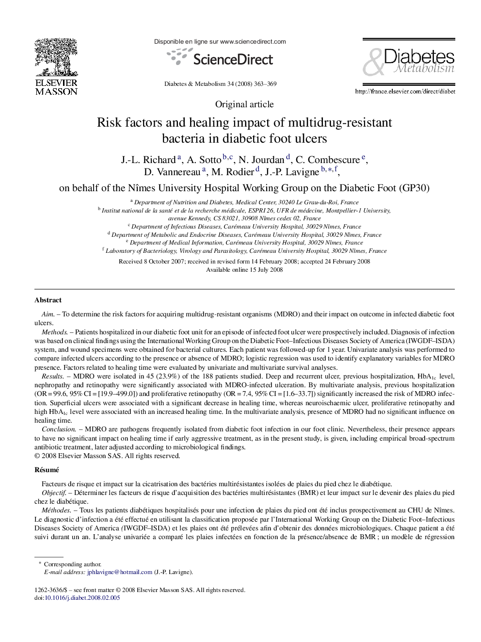 Risk factors and healing impact of multidrug-resistant bacteria in diabetic foot ulcers