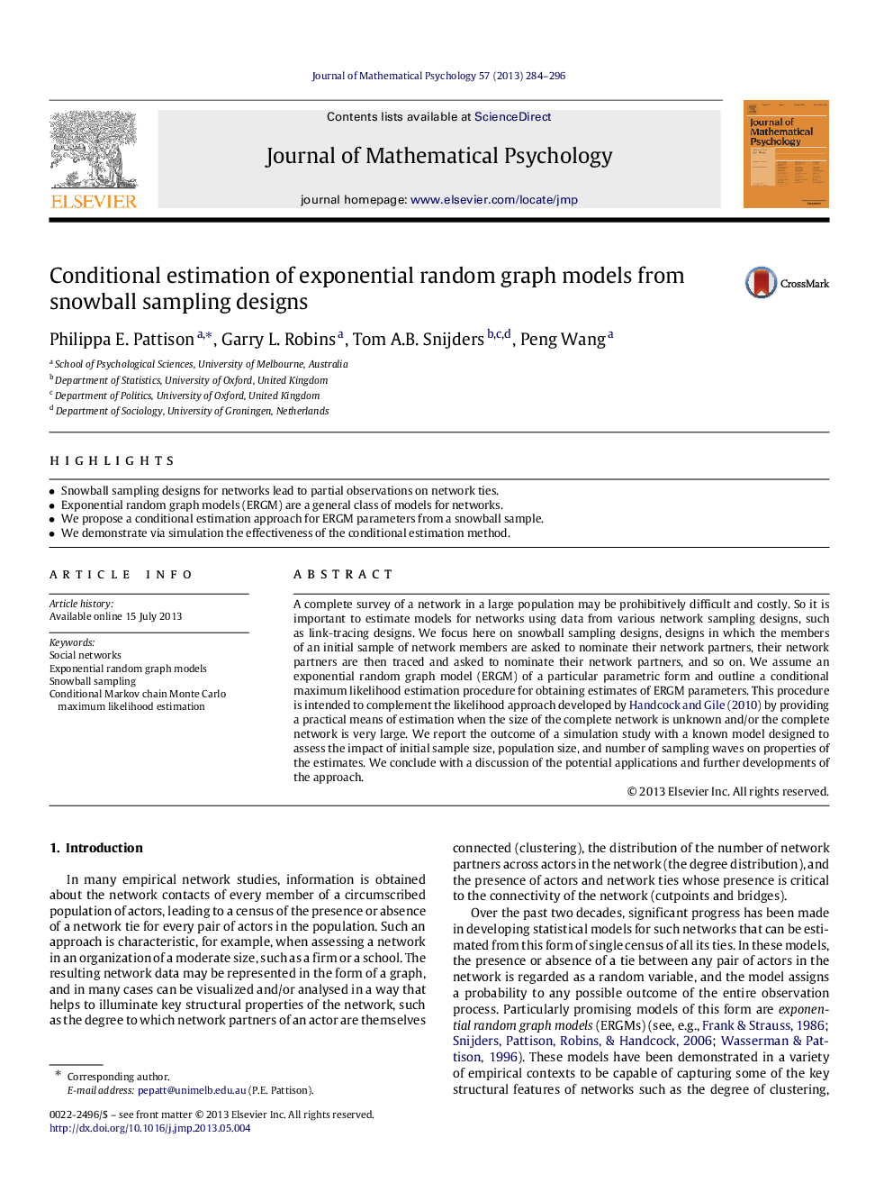 Conditional estimation of exponential random graph models from snowball sampling designs