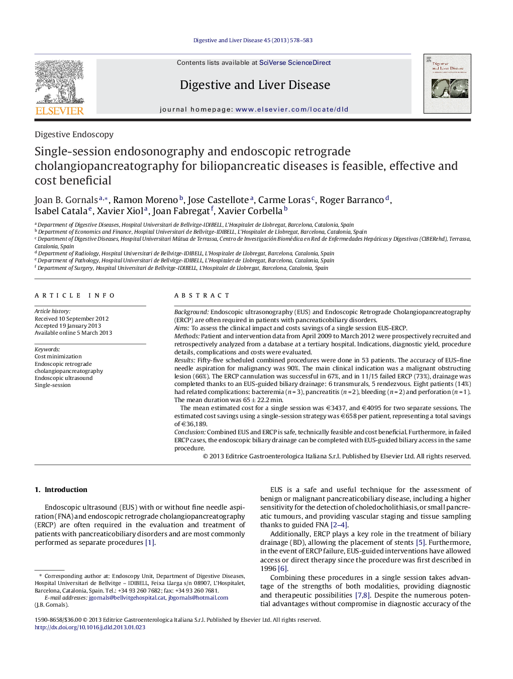 Single-session endosonography and endoscopic retrograde cholangiopancreatography for biliopancreatic diseases is feasible, effective and cost beneficial