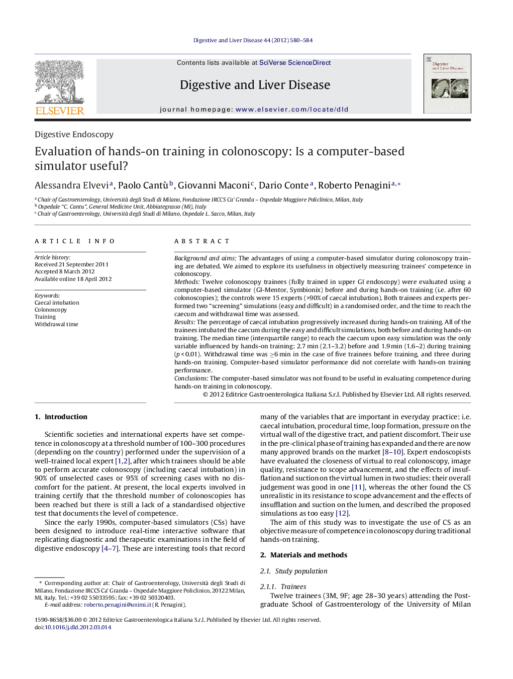 Evaluation of hands-on training in colonoscopy: Is a computer-based simulator useful?