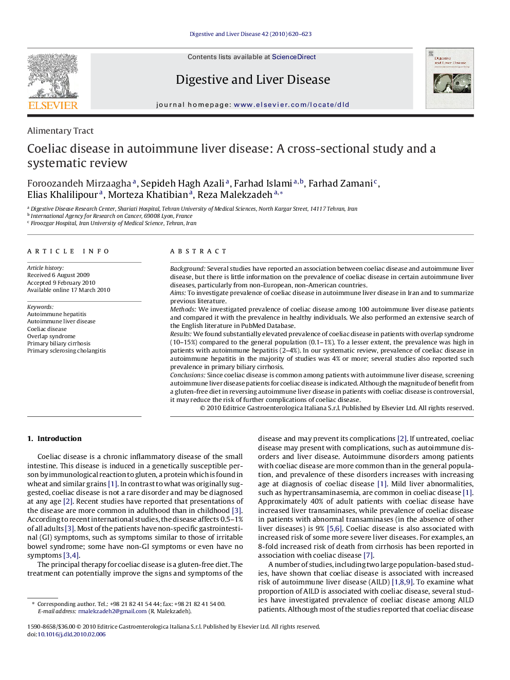 Coeliac disease in autoimmune liver disease: A cross-sectional study and a systematic review