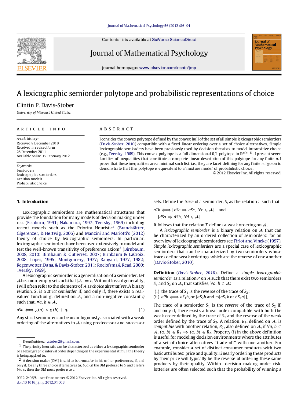 A lexicographic semiorder polytope and probabilistic representations of choice