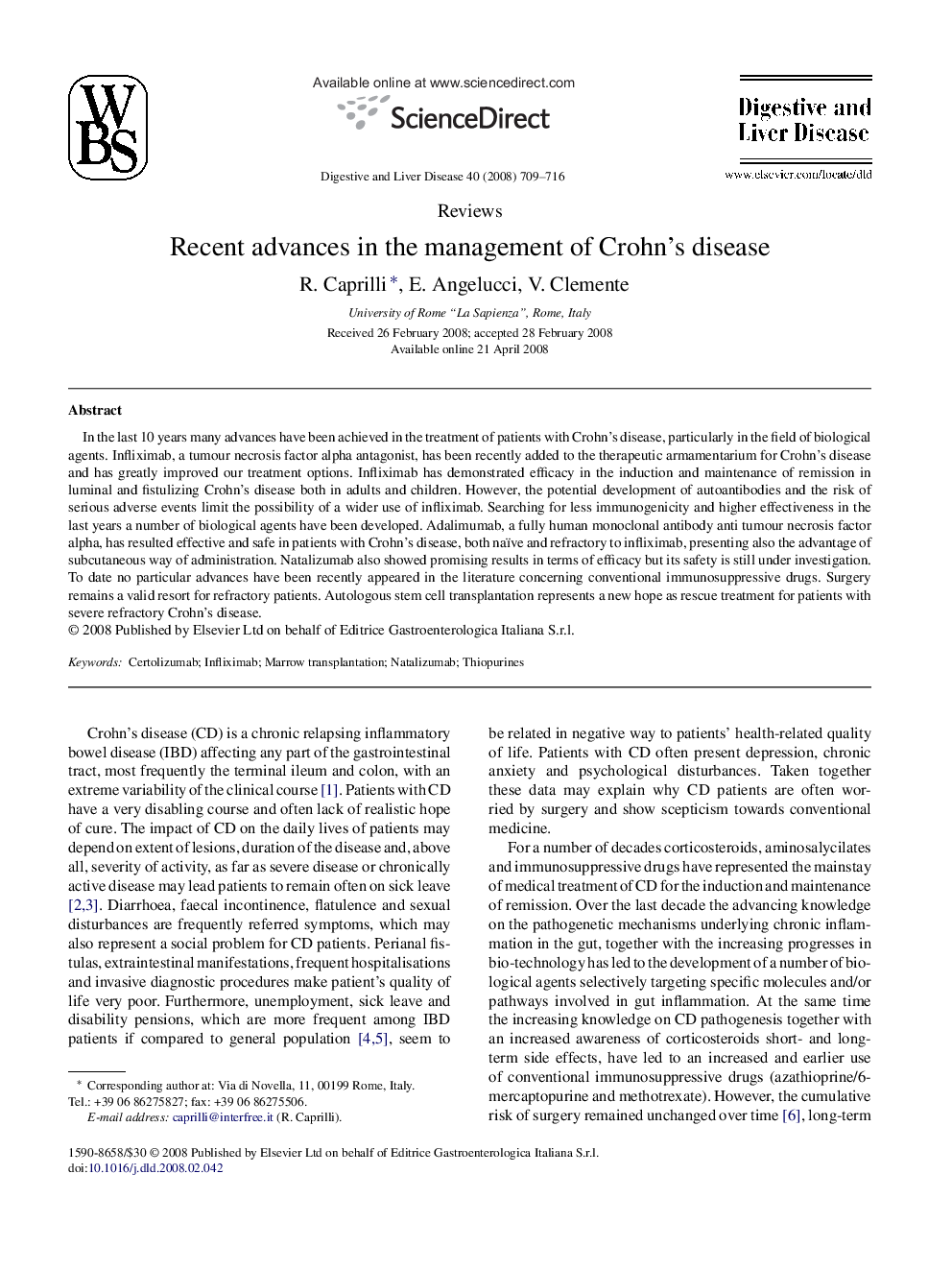 Recent advances in the management of Crohn's disease