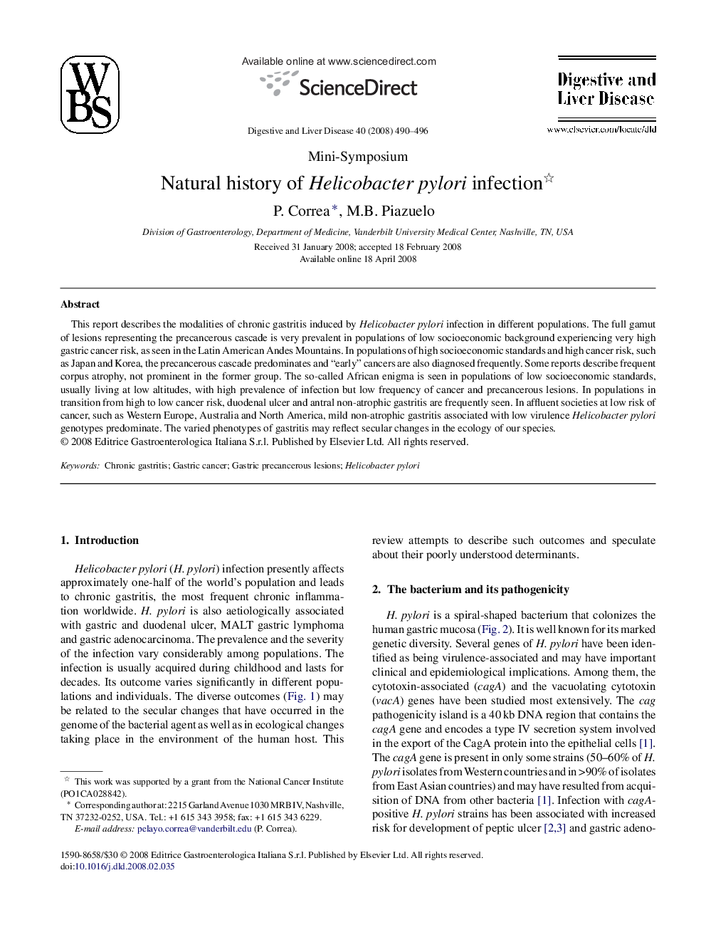 Natural history of Helicobacter pylori infection 