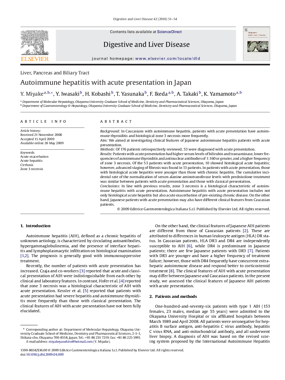 Autoimmune hepatitis with acute presentation in Japan