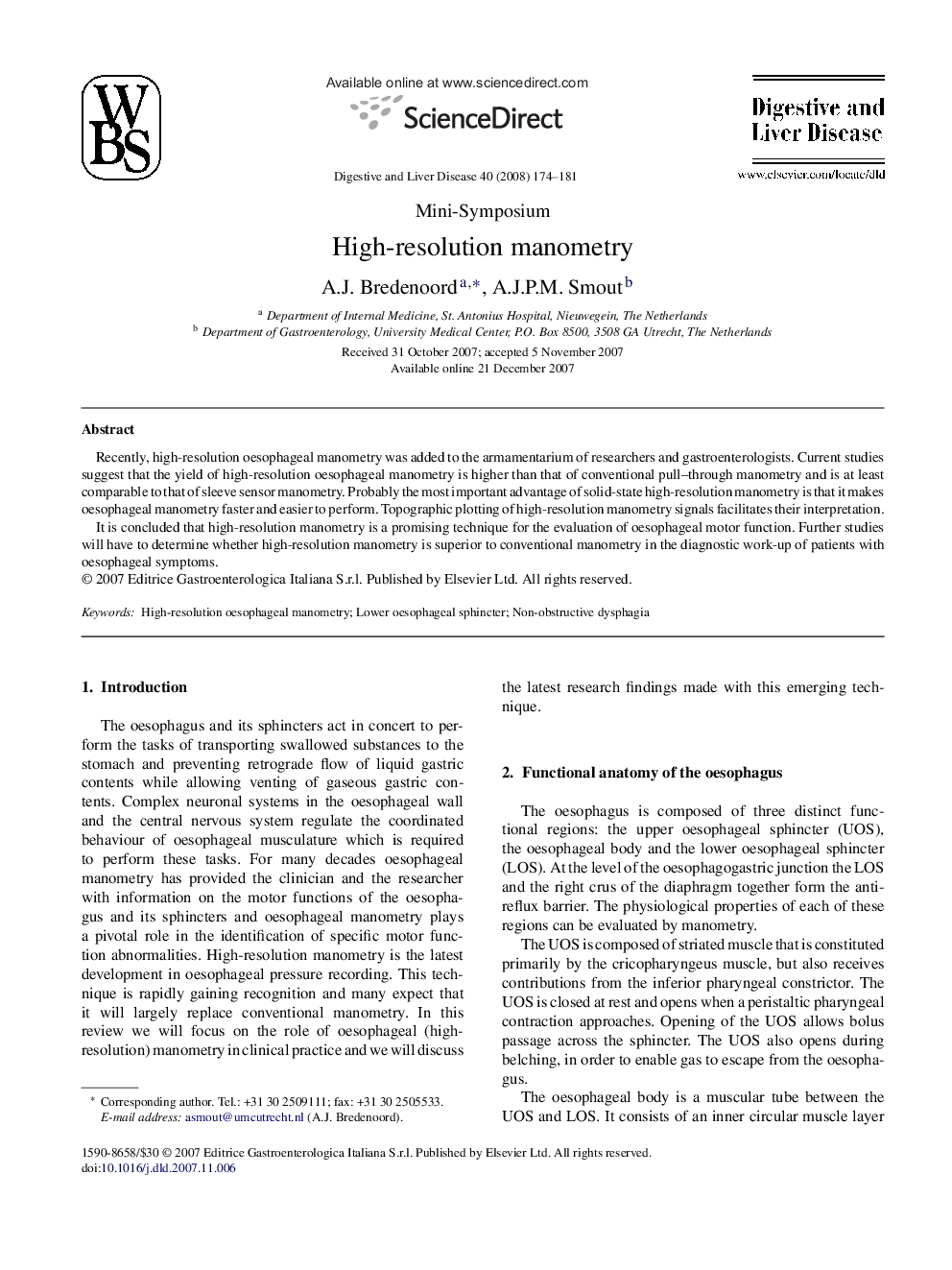 High-resolution manometry