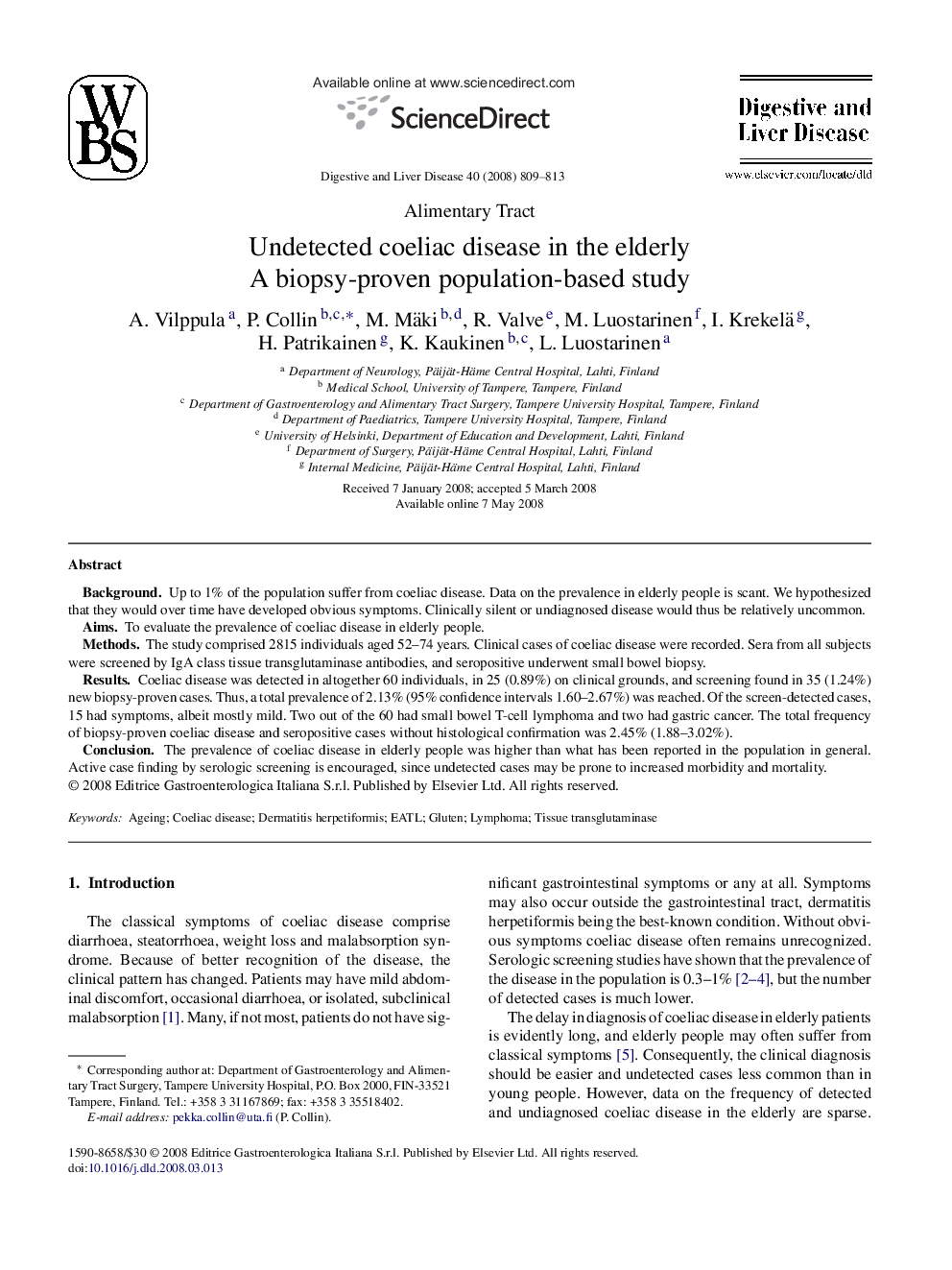 Undetected coeliac disease in the elderly