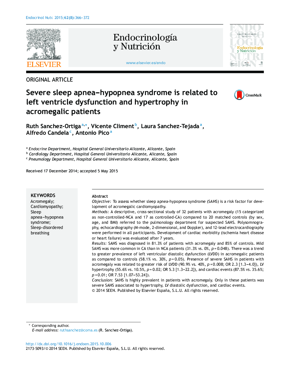 Severe sleep apnea-hypopnea syndrome is related to left ventricle dysfunction and hypertrophy in acromegalic patients