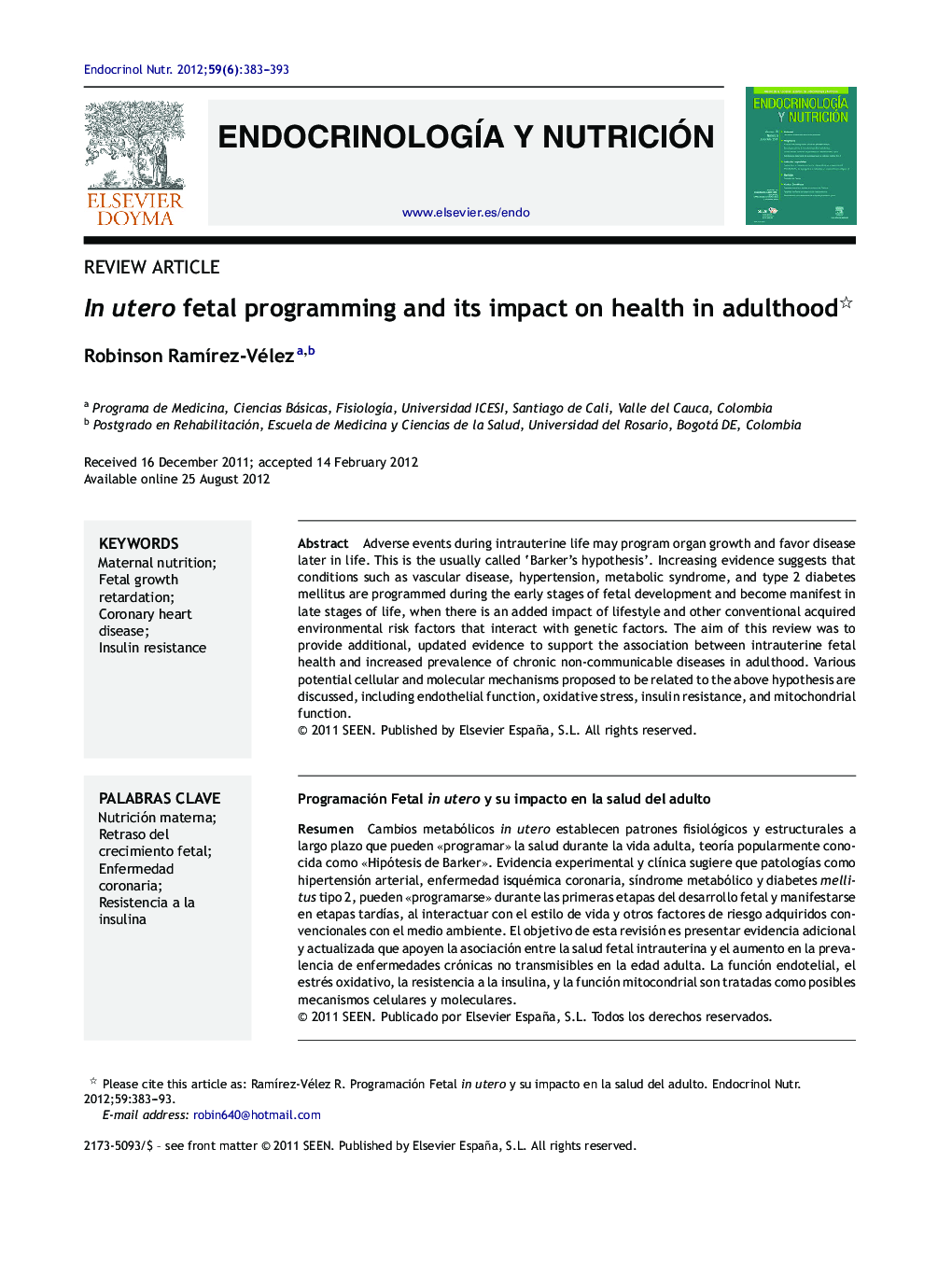 In utero fetal programming and its impact on health in adulthood 