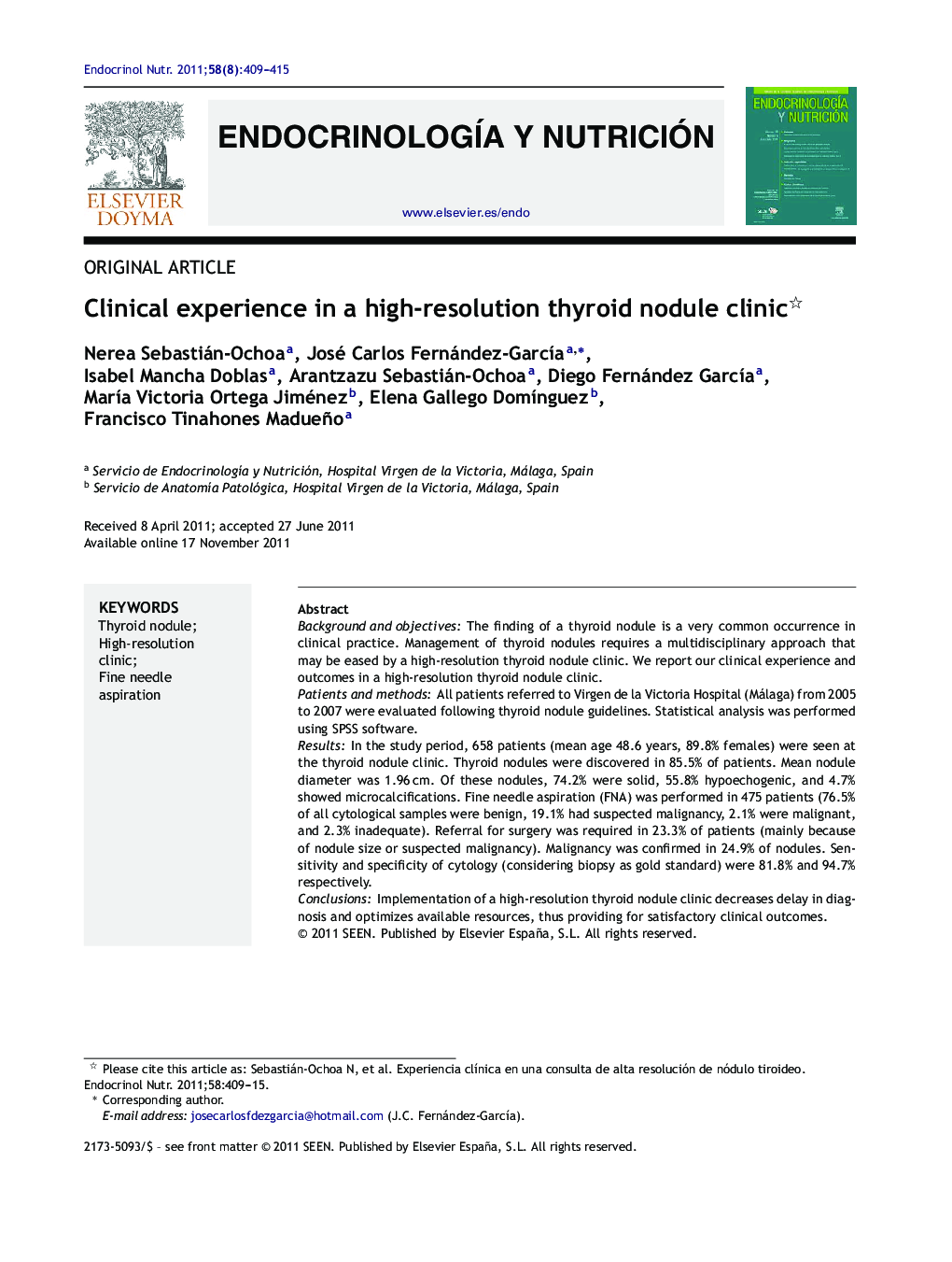 Clinical experience in a high-resolution thyroid nodule clinic